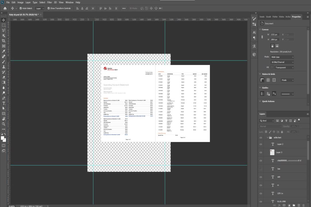 Pakistan Mobilink Microfinance Bank relevé de compte Modèle Word et PDF, 2 pages, version 2 template